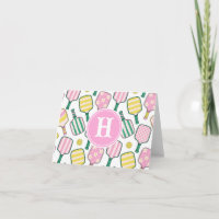 Preppy Pink Green Yellow Pickleball Monogram