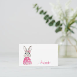 Preppy Pink Heart Bow Bunny Mitteilungskarte