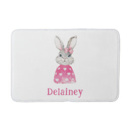Preppy Pink Heart Bow Bunny Personalisiert Badematte