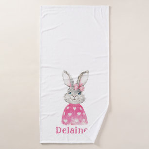 Preppy Pink Heart Bunny Bow Personnalisé