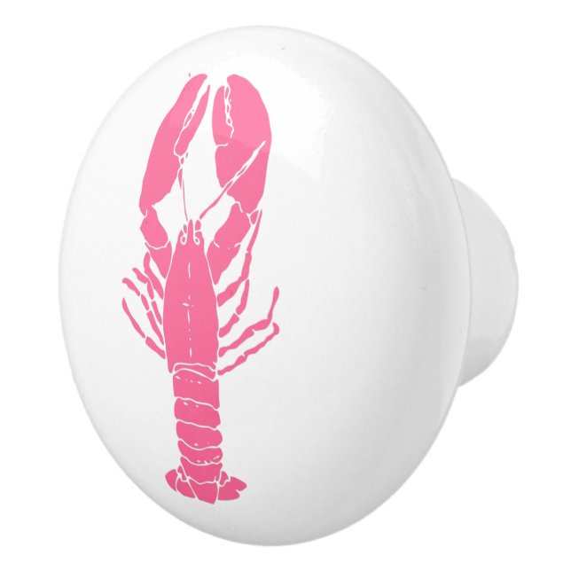 Preppy Pink Hummer auf Weiß Keramikknauf (Rechts)