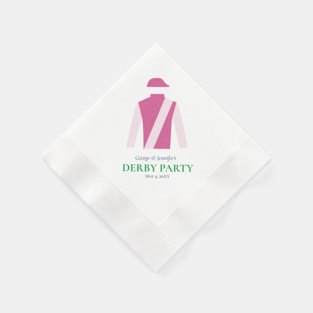 Preppy Pink Jockey Silks Derby Party Personalize Serviette (Ecke)