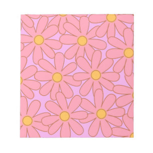 Preppy Pink Lila Floral Einfaches Muster Blume Notizblock