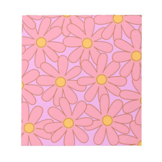 Preppy Pink Lila Floral Einfaches Muster Blume Notizblock