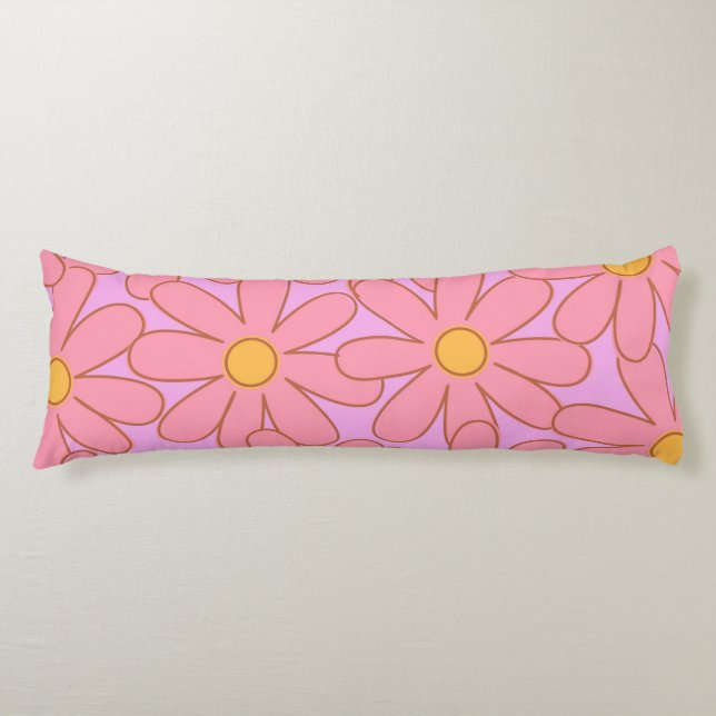 Preppy Pink Lila Floral Einfaches Muster Blume Seitenschläferkissen (Vorderseite)