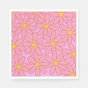 Preppy Pink Lila Floral Einfaches Muster Blume Serviette
