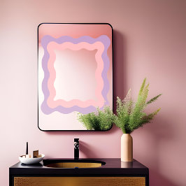 Preppy Pink Lila Wavy Rectangle Mirror Fensteraufkleber