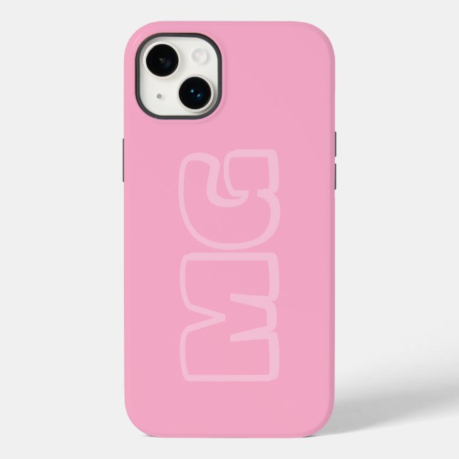 Preppy Pink Monogram Case-Mate iPhone 14 Plus Hülle (Rückseite)