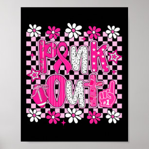Preppy pink out Footll rosa Ribbon Brustkrebs A Poster