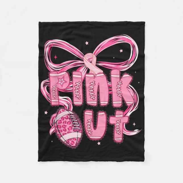 Preppy Pink Out Tackle Football Brustkrebs Awaren Fleecedecke (Vorderseite)
