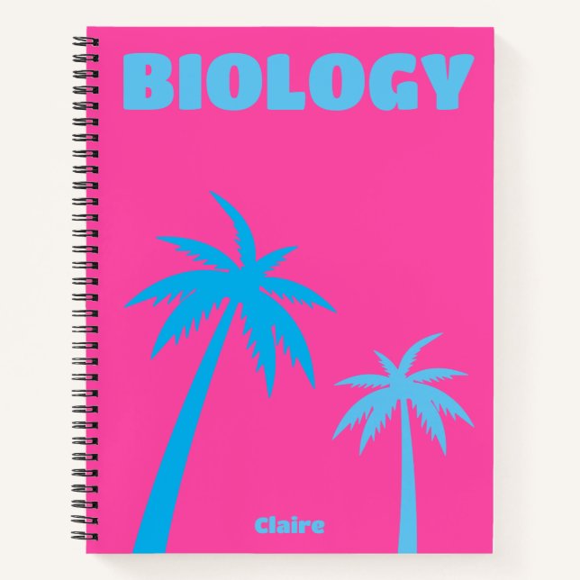 Preppy Pink Palm Tree Notizbuch (Vorderseite)