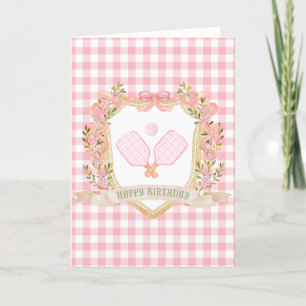 Preppy Pink Pickleball Bonne carte d'anniversaire