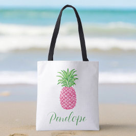 Preppy Pink Pineapine Tropisch Personalisiert Tasche