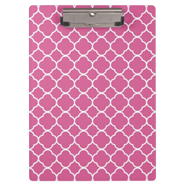 Preppy-Pink-Quatrefolie-Zwischenablage Klemmbrett (Vorderseite)