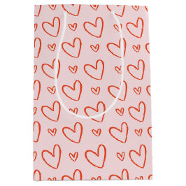 Preppy pink & red heart doodines - Liebe Valentine Mittlere Geschenktüte