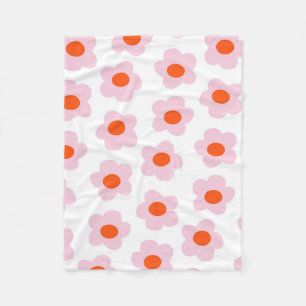 Preppy Pink Red Hippie Blume Pattern Fleecedecke