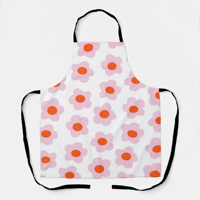 Preppy Pink Red Hippie Blume Pattern Schürze (Vorderseite)