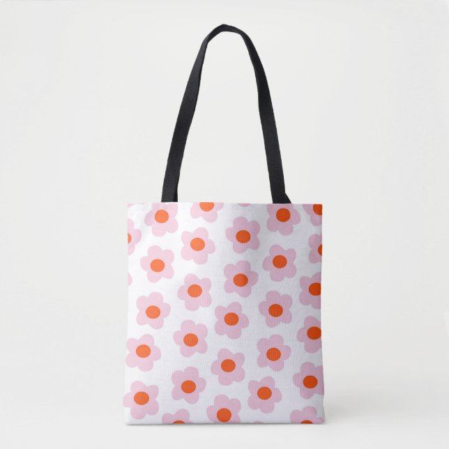 Preppy Pink Red Hippie Blume Pattern Tasche (Vorderseite)