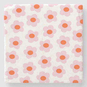 Preppy Pink-Roter Hippie-Blumenmuster Steinuntersetzer