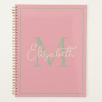 Preppy Pink Sage Green und Creme Monogram