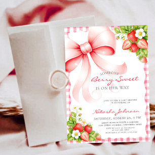 Preppy Pink Schleifen Berry Sweet Baby Shower Einladung