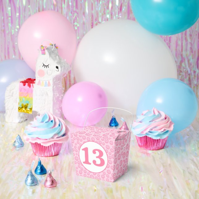 Preppy Pink Smile Face Geschenkschachtel (Party)