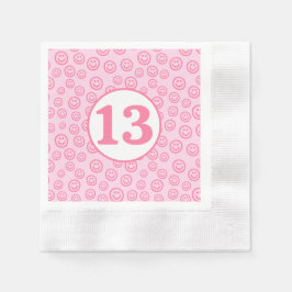 Preppy Pink Smile Face Serviette