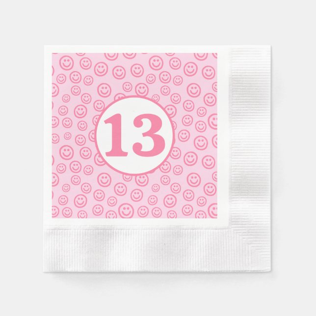 Preppy Pink Smile Face Serviette (Vorderseite)