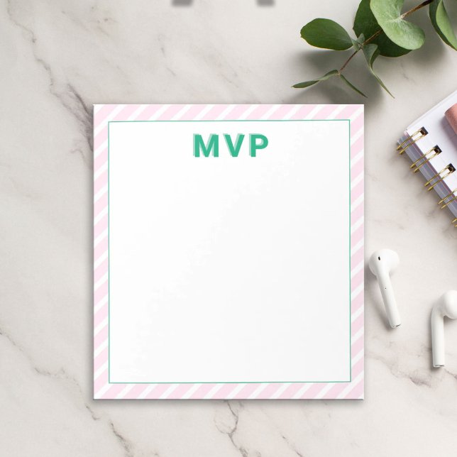 Preppy Pink Strichen Personalisiert Moderne Notepa Notizblock (Von Creator hochgeladen)