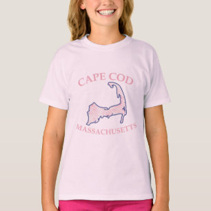 Preppy Pink Striped Cape Cod Girl's Pink T-Shirt