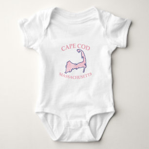 Preppy Pink Striped Cape Cod Silhouette Baby Strampler