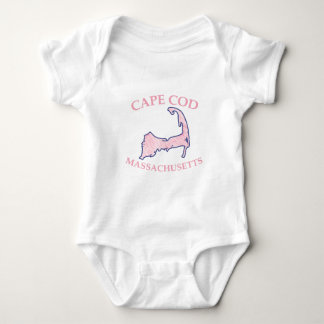 Preppy Pink Striped Cape Cod Silhouette Baby Strampler