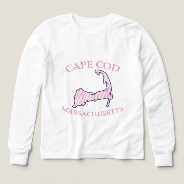 Preppy Pink Striped Cape Cod Silhouette Boy's (Design Vorderseite)