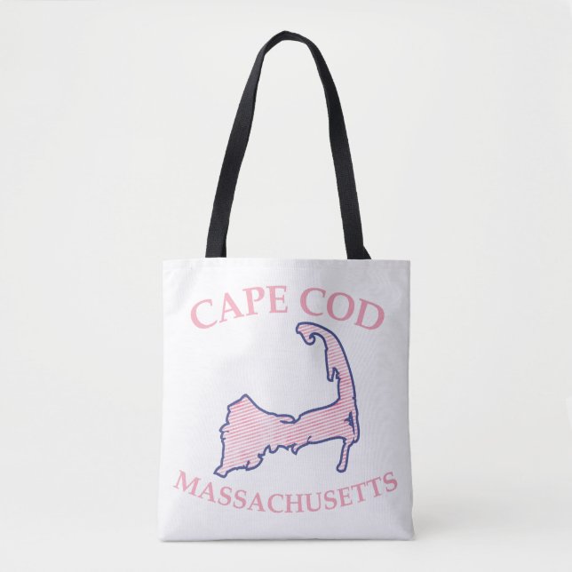 Preppy Pink Striped Cape Cod Silhouette Schulter Tasche (Vorderseite)