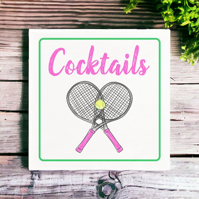 Preppy Pink Tennis Racquets Cocktail Party Serviette (Von Creator hochgeladen)