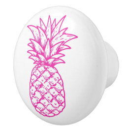 Preppy Pink Tropical Pineapse Personalisiert Keramikknauf