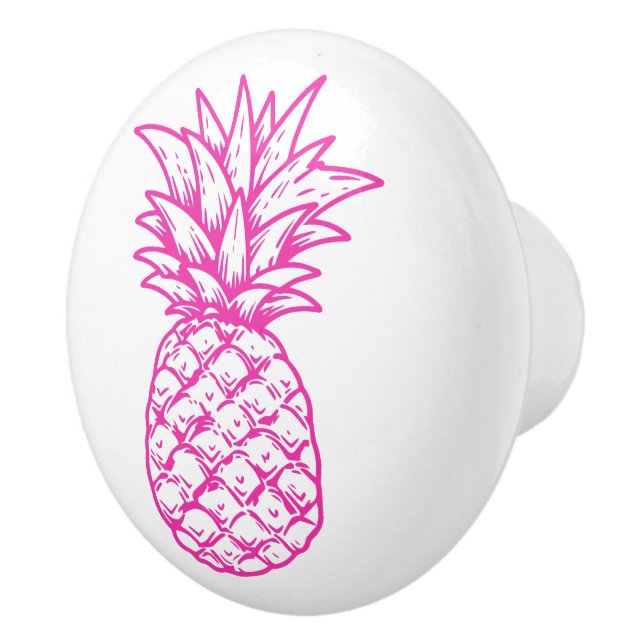 Preppy Pink Tropical Pineapse Personalisiert Keramikknauf (Rechts)