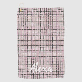 Preppy Pink Tweed Custom Golfhandtuch
