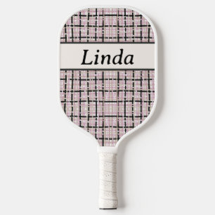 Preppy Pink Tweed Monogram Pickleball Schläger