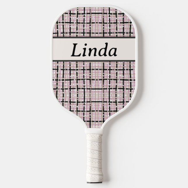 Preppy Pink Tweed Monogram Pickleball Schläger (Vorderseite)
