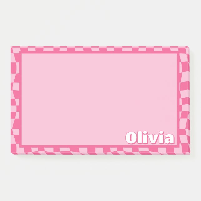 Preppy Pink überprüft Post-it Klebezettel (Vorderseite)