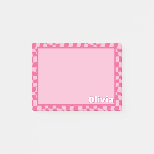 Preppy Pink überprüft Post-it Klebezettel (Vorderseite)