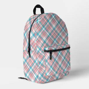 Preppy Pink und Blue Kariert Bedruckter Rucksack