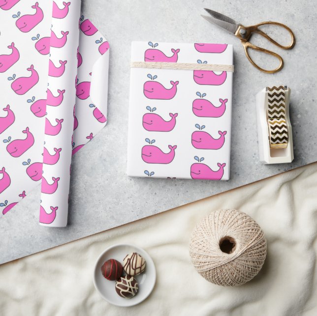 Preppy Pink und Blue Whales Geschenkpapier (Kunsthandwerk)