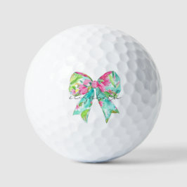Preppy Pink und Green Bow Personalisiert Golfball