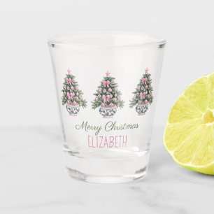 Preppy Pink und Green Chinoiserie Weihnachtsbaumen Schnapsglas