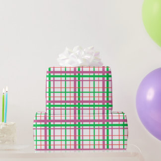 Preppy Pink und Green Hübsches Kariertes Wrapping  Geschenkpapier