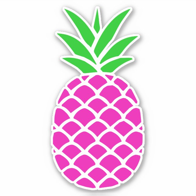 Preppy Pink und Green Pineape Aufkleber (Vorderseite)