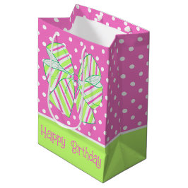 Preppy Pink und Green Strick Bow Polka Dot Mittlere Geschenktüte