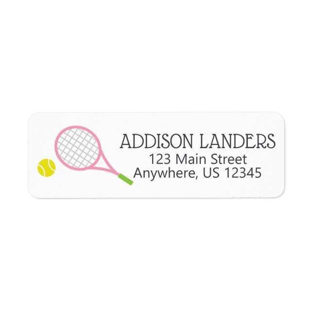 Preppy Pink und Green Tennis Rücksendeadressen-Auf (Vorne)